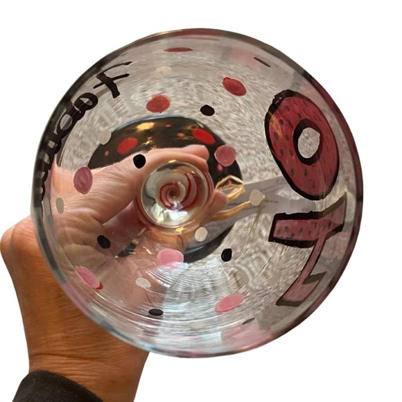 NWT Hand-Painted "40 & Fabulous" Wine Glass - Picture 3 of 7